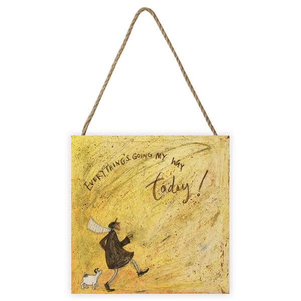 Sam Toft Allt går min väg idag! träblock Yellow/Brown 20cm x 20cm x 2.7cm