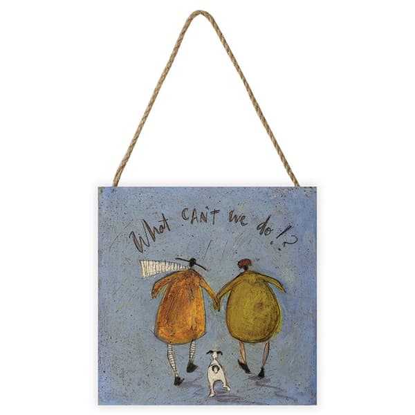 Sam Toft What Can´t We Do!? Wooden Block Blue/Brown 20cm x 20cm x 2.7cm