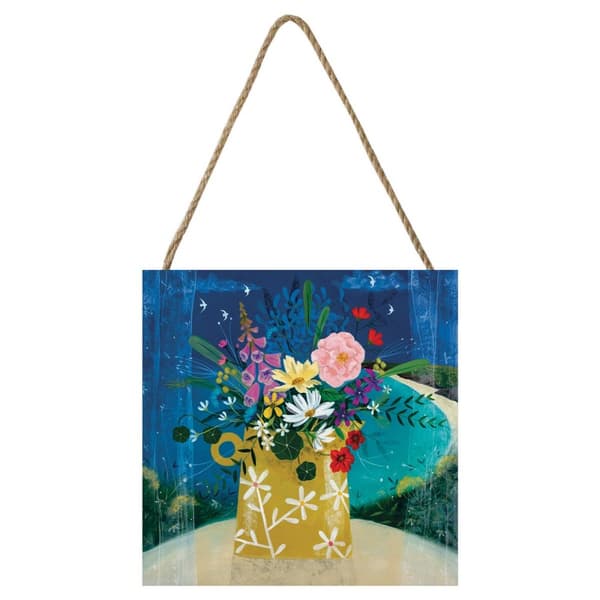 Julia Crossland Summer Posy Wooden Block Multicoloured 20cm x 20cm x 2.7cm