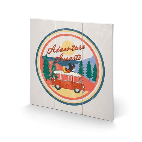 Mickey Mouse Adventure Awaits Plaque White/Teal/Peach One Size