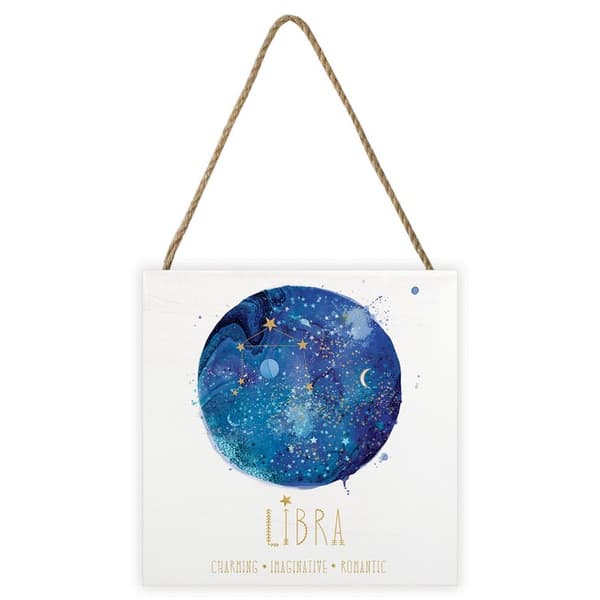 Summer Thornton Libra träblock White/Blue 20cm x 20cm x 2.7cm