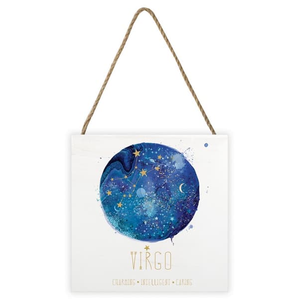 Summer Thornton Virgo träblock White/Blue 20cm x 20cm x 2.7cm