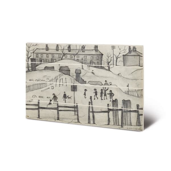 L.S. Lowry Husene i Broughton 1937 Plakette Grey 20cm x 29.5cm