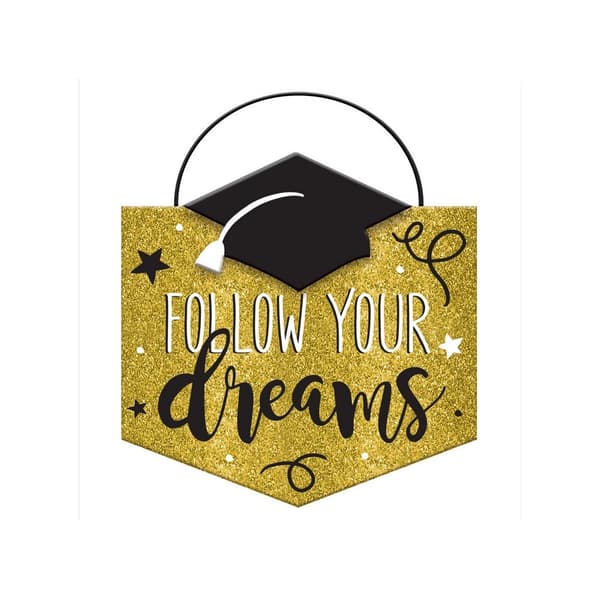 Amscan Follow Your Dreams Graduation Plaque Gold/Black/White One Size