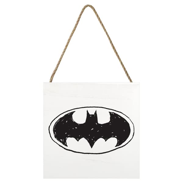 Batman Sjov skitse logo træblok White/Black 20cm x 20cm