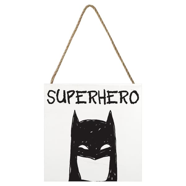 Batman Superhjälte träblock White/Black 20cm x 20cm