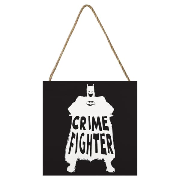 Batman Crime Fighter Wooden Block Black/White 20cm x 20cm