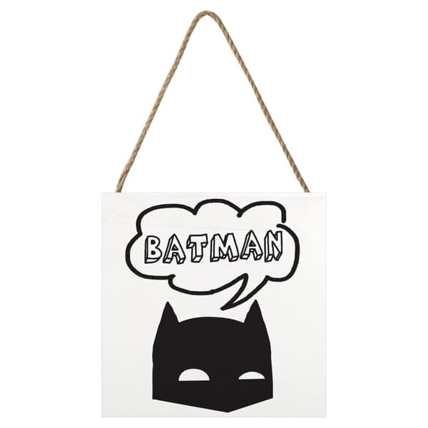Batman Boble træblok White/Black 20cm x 20cm