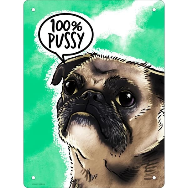 Cute But Abusive 100% Pussy Tin Mini Plaque Green/Brown One Size