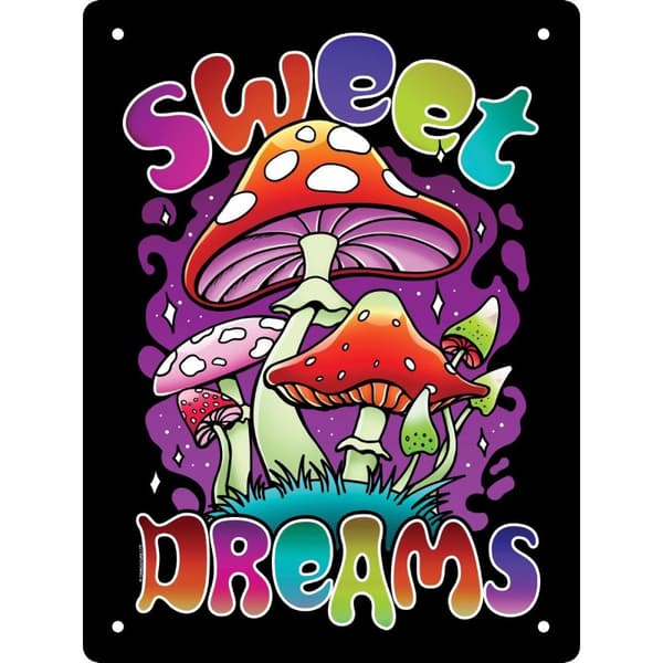 Grindstore Sweet Dreams Tin Mushrooms Plaque Black/Purple/Red One Size