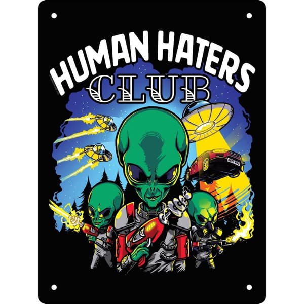 Grindstore Human Haters Club Tin Mini Plaque Black/White/Blue One Size