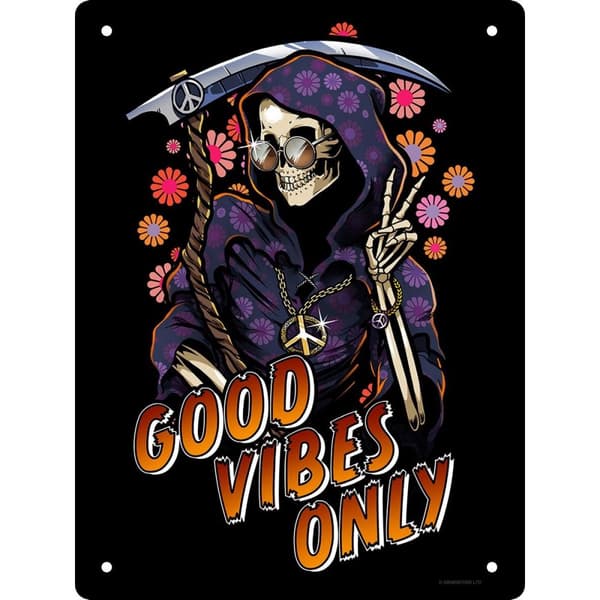Grindstore Good Vibes Only Tin Happy Reaper Plaque Black One Size