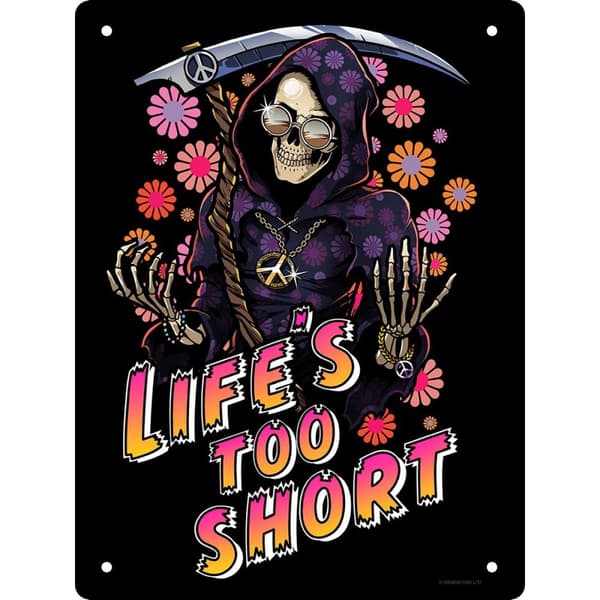 Grindstore Life´s Too Short Tin Happy Reaper Plaque Black One Size