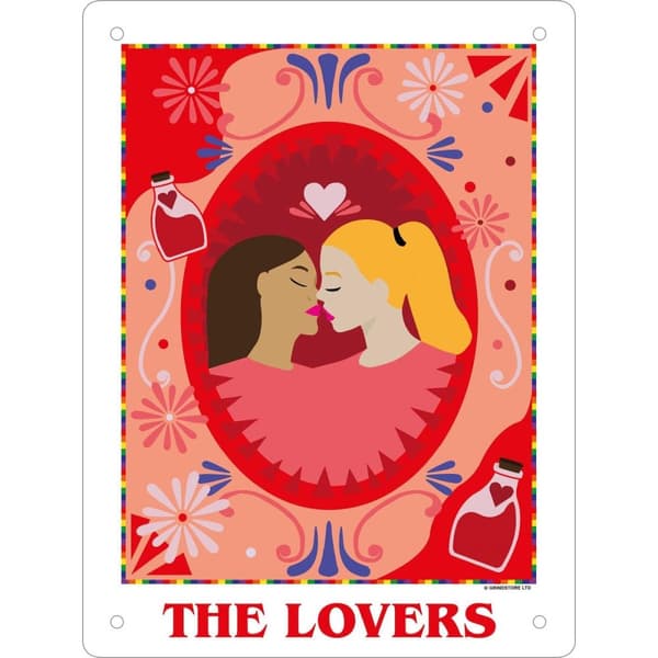 Deadly Tarot Pride The Lovers Tin Mini Plaque Pink/Red/White One Size