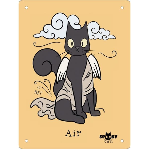 Spooky Cat Elements Air Tin Mini Plaque Orange/Black One Size