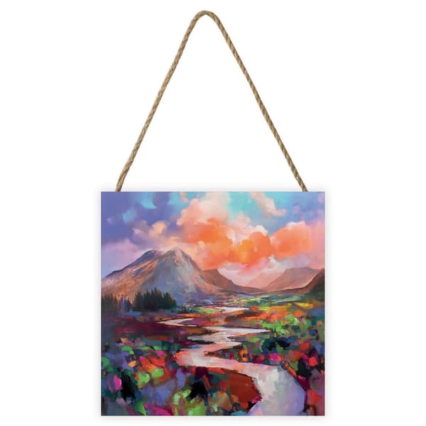 Scott Naismith Etive Flow Wooden Block Multicoloured 20cm x 20cm