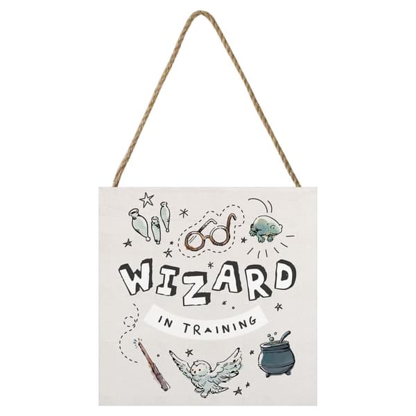 Harry Potter Wizard In Training Wooden Block Grey 20cm x 20cm