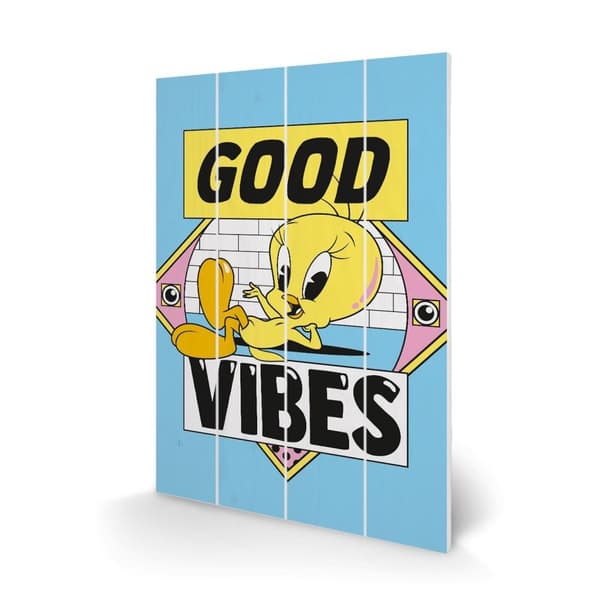 Looney Tunes Good Vibes Plaque Blue/Yellow 59cm x 40cm