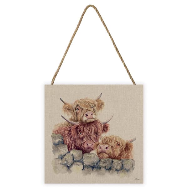 Jane Bannon Neighbourhood Watch Wooden Block Cream/Brown 20cm x 20cm
