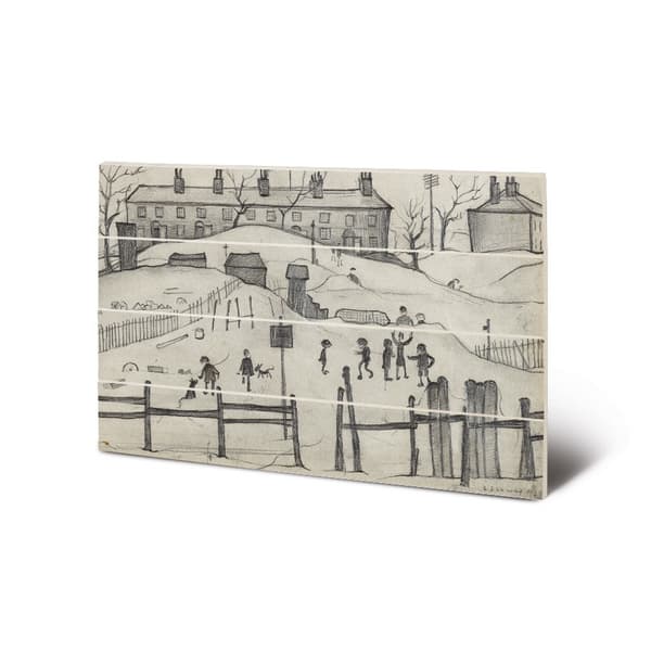 L.S. Lowry Houses In Broughton 1937 Wood Small Plaque Cream 40cm x 59cm