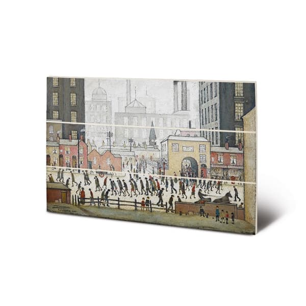 L.S. Lowry Coming From The Mill 1930 Wood Print Multicoloured 20cm x 29.5cm