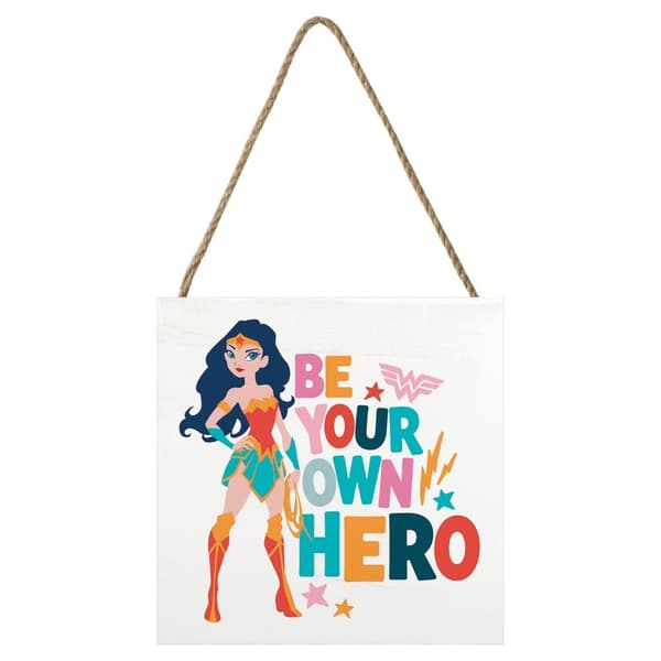 Wonder Woman Be Your Own Hero Wooden Block Multicoloured 20cm x 20cm