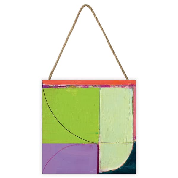 Joanne Last Abstract 5 Wooden Block Green/Purple/Orange 20cm x 20cm