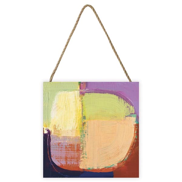 Joanne Last Abstract 14 Wooden Block Cream/Blue/Brown 20cm x 20cm