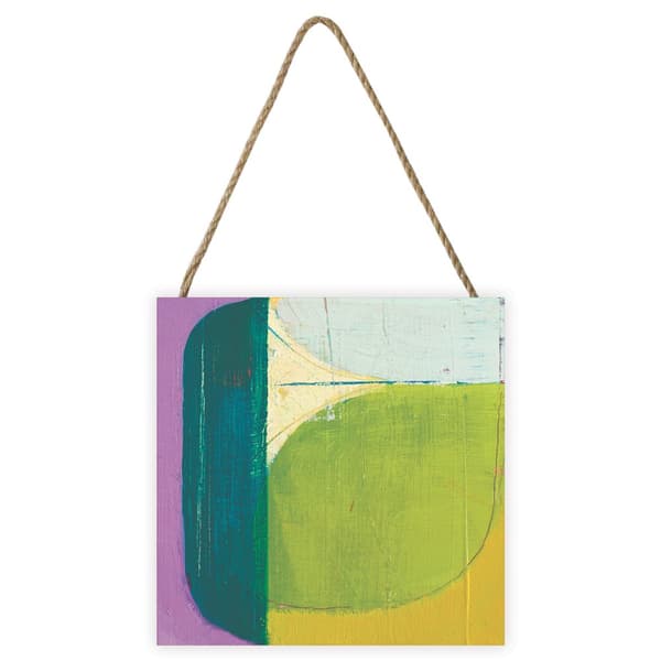 Joanne Last Abstract 3 Wooden Block Green/Grey/Purple 20cm x 20cm