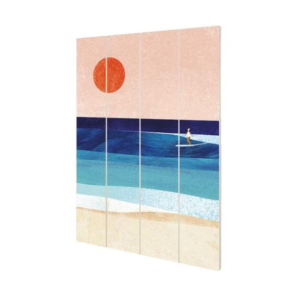 Henry Rivers Surf Girl Plaque Orange/Blue/White 59cm x 40cm