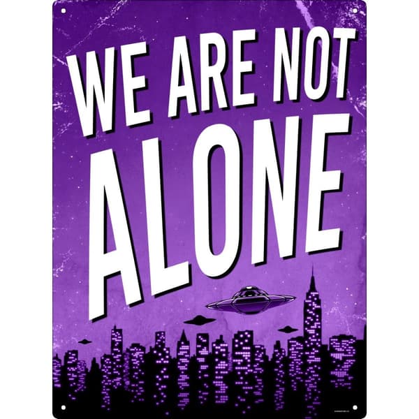 Grindstore We Are Not Alone Tin Plaque Purple/White 10.1cm x 30.5cm