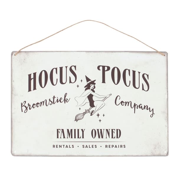 Something Different Hocus Pocus Broomstick Company Metal Hanging Sign White/Brown One Size