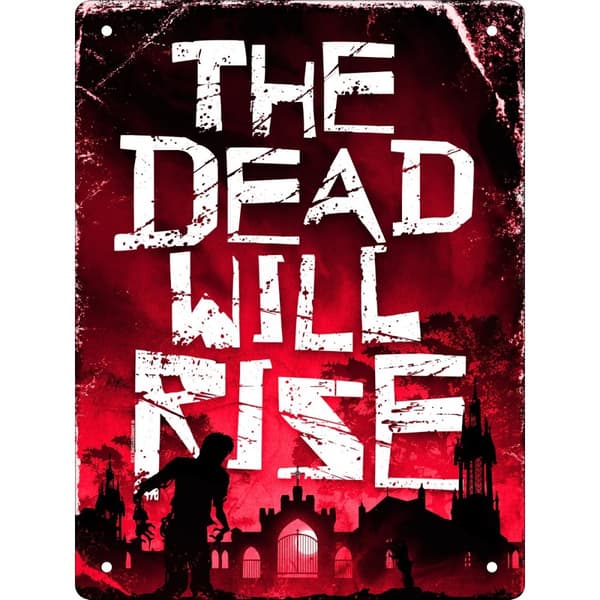 Grindstore The Dead Will Rise Tin Plaque Red/White 20cm x 15cm