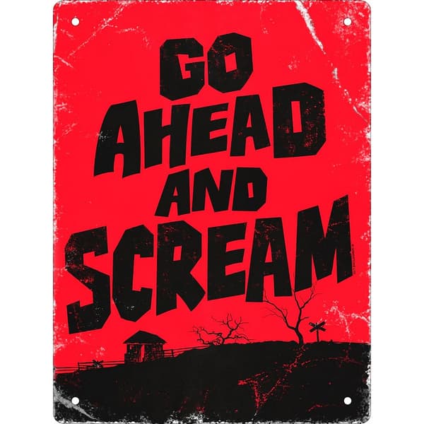 Grindstore Go Ahead And Scream Tin Horror Plaque Red/Black 20cm x 15cm