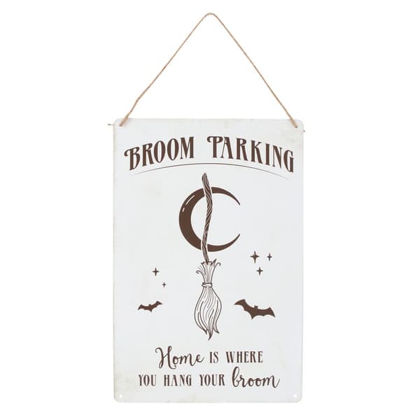 Something Different Broom Parking Metal Door Sign White/Brown One Size