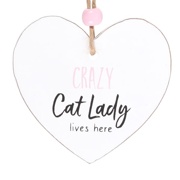 Something Different Crazy Cat Lady Heart Hanging Sentiment Sign