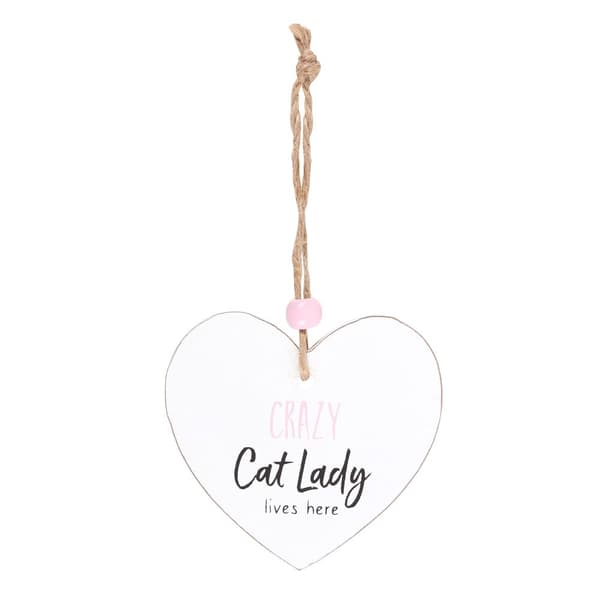 Something Different Crazy Cat Lady Heart Hanging Sentiment Sign White One Size
