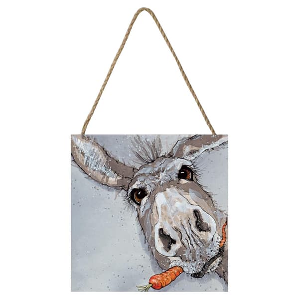 Bev Davies Crunchy Donkey Wood Plaque Grey/Brown One Size