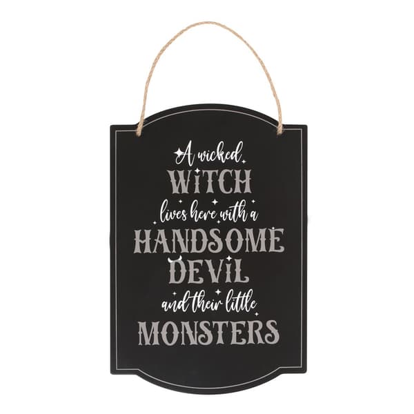 Something Different Wicked Witch Family Hanging Sign Black/White One Size