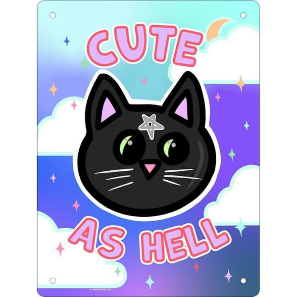 Grindstore Galaxy Ghouls Cute As Hell Tin Plaque Multicoloured 20cm x 15cm