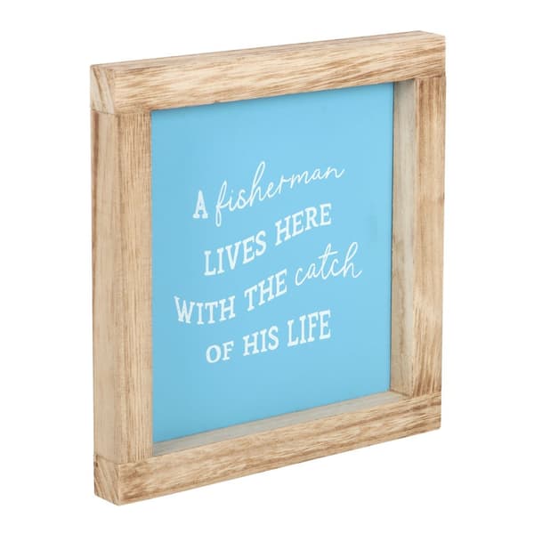 Something Different A Fisherman Lives Here Wooden Framed Sign