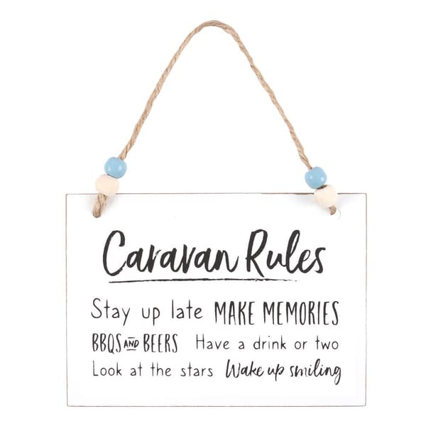 Something Different Caravan Rules Hanging Sign White/Black/Brown One Size