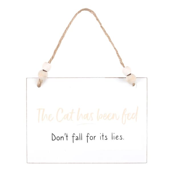 Something Different Katt har blivit matad Hängande skylt White/Pink/Black One Size