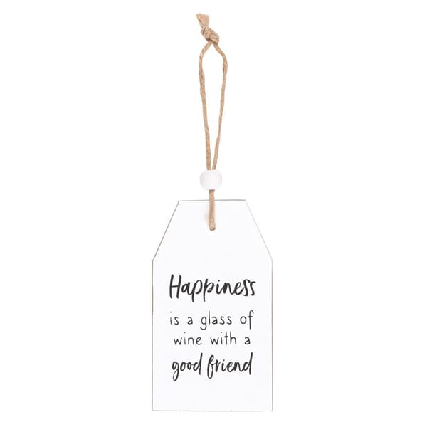 Something Different Happiness Is A Glass Of Wine Hanging Sign White/Black One Size
