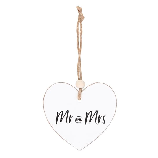 Something Different Mr och Mrs Hjärta Hängande Sentiment Skylt White One Size