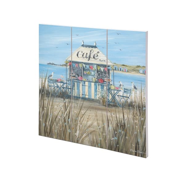 Diane Demirci Beach Cafe Square Plaque Blue/Brown 30cm x 30cm