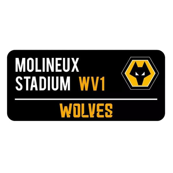 Wolverhampton Wanderers FC Street Sign Black/White/Gold One Size