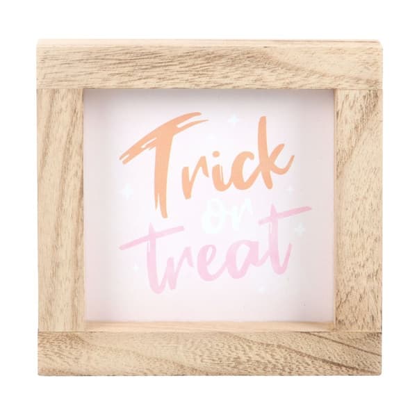 Something Different Trick Or Treat Wooden Framed Plaque Natural/White/Orange One Size