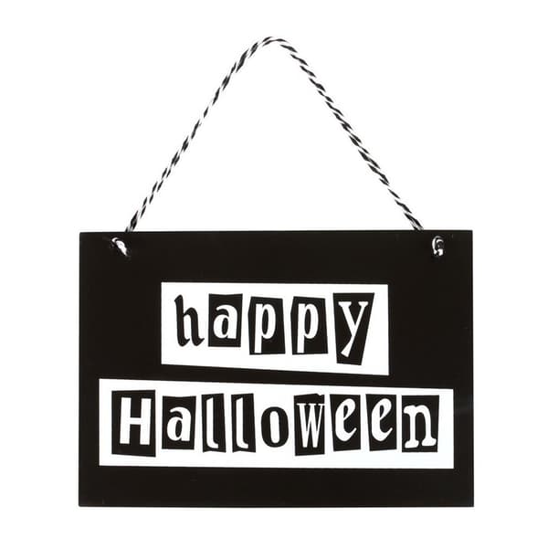 Something Different Happy Halloween Hanging Plaque Black/White One Size