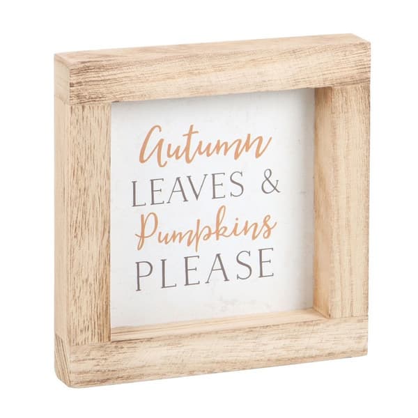 Something Different Autumn Leaves & Pumpkins Please Wooden Framed Plaque